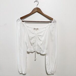 Altrd state white puff sleeve drawstring blouse small